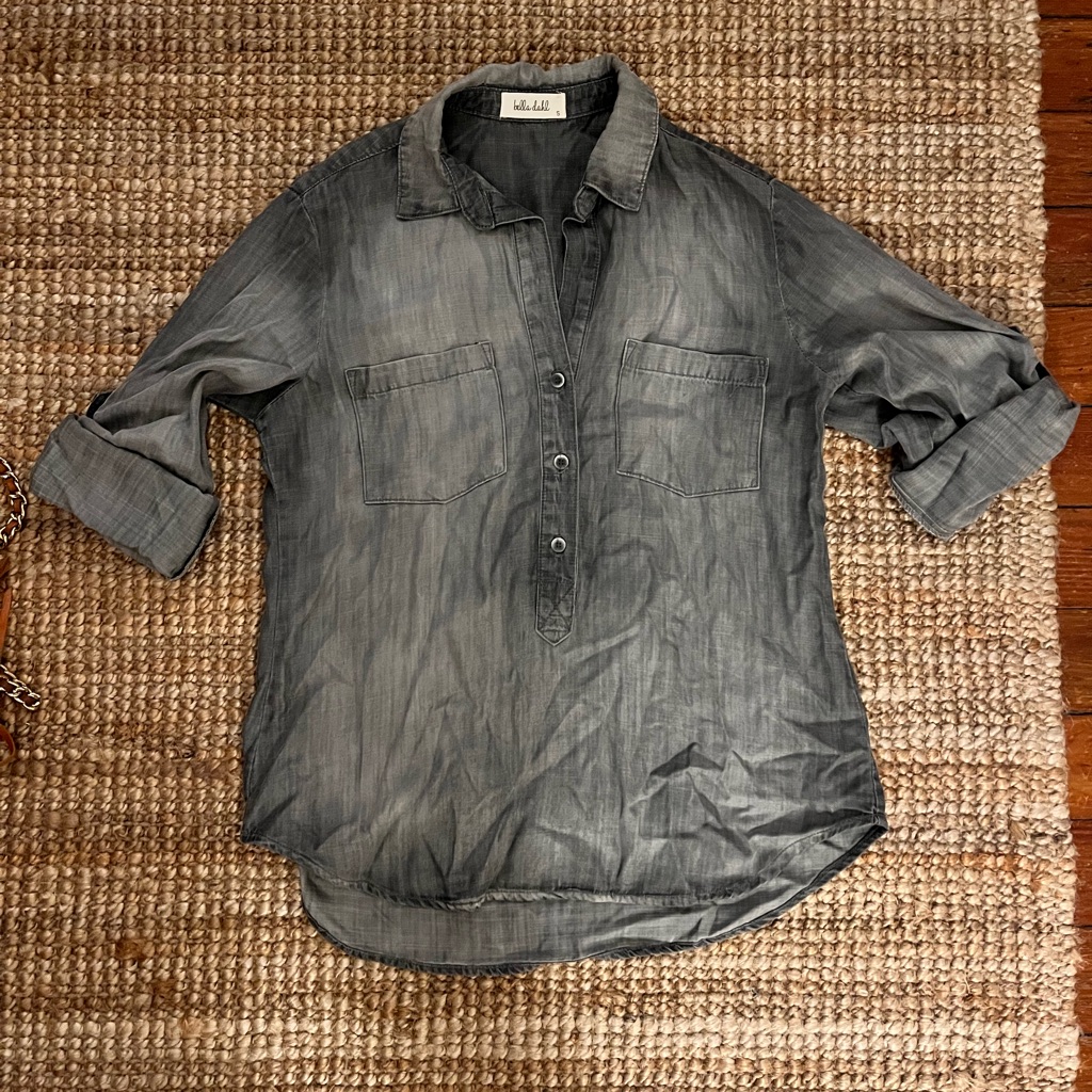 Bella Dahl Grey Pullover Pocket Shirt
